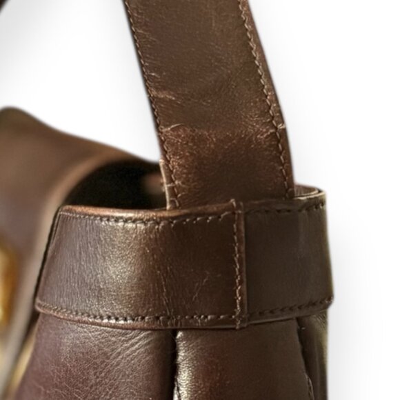 Gucci Vintage Brown Leather GG Logo Shoulder Bag - Picture 5 of 8